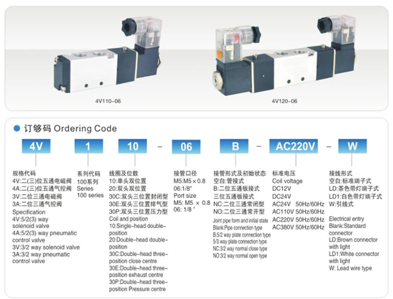 4V320-10-W Aluminum Solenoid Valve Standard 3 / 8 Air Solenoid Valve